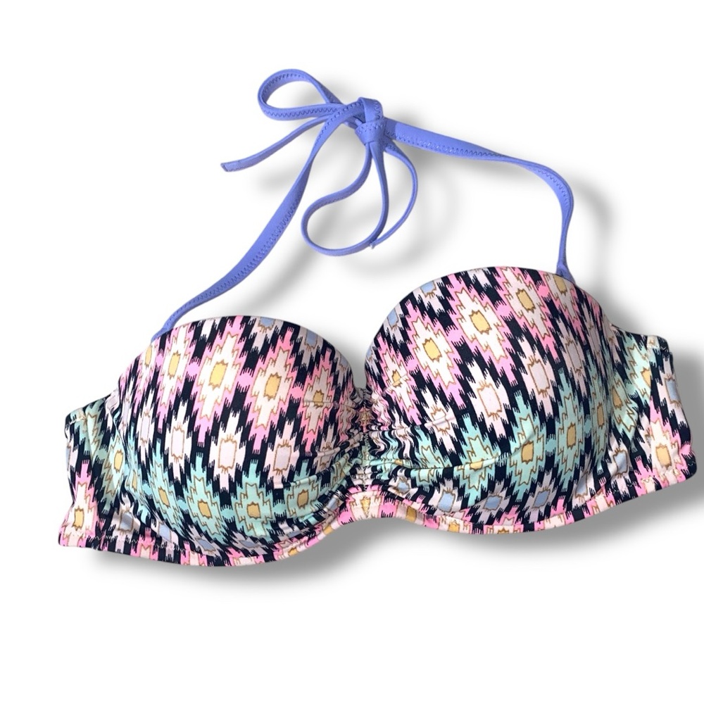 Victoria Secret The Flirt Bandeau Colorful Patterned Bikini Top